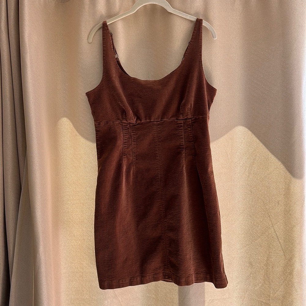 Wild Fable Brown Sleeveless Corduroy Pinafore Overall Dress, Large